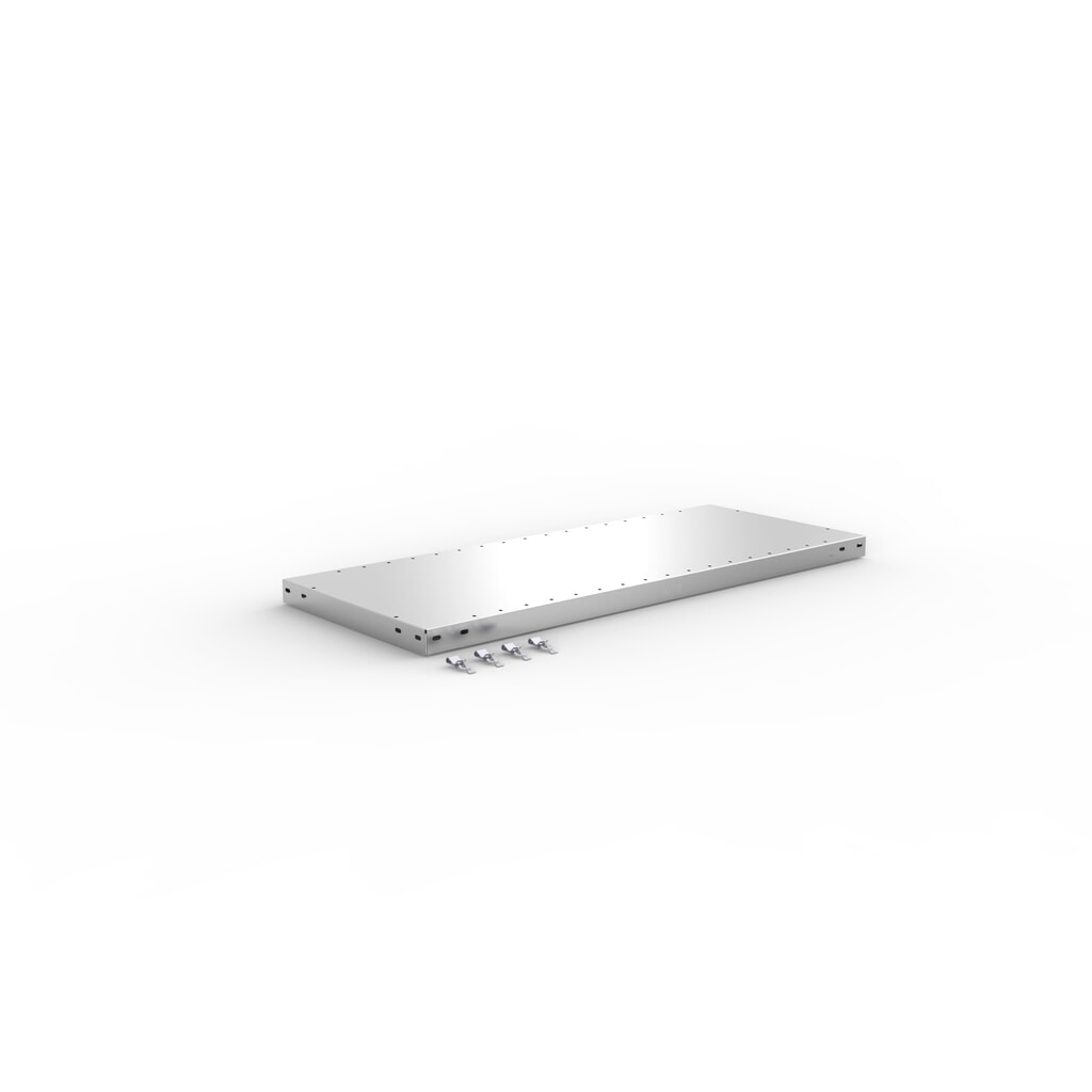 Fachboden für META Fachbodenregal Stecksystem, FL 230 kg, verzinkt, BxT 1.000 x 400 mm Produktabbildung Nr. 2: Fachboden für META Fachbodenregal Stecksystem, FL 230 kg, verzinkt, BxT 1.000 x 400 mm