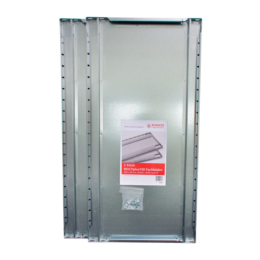 Produktabbildung Nr. 1: Fachboden MULTIplus für SCHULTE Green Fachbodenregal Steckmontage, Fachlast 150 kg, 2er Pack, BxT 1.000 x 500 mm, inkl. 8 Fachbodenträger