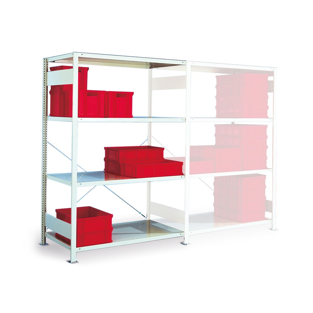 Produktabbildung: Fachbodenregal META, einzeilig, Anbaufeld, lichtgrau, HxBxT 2.000 x 1.300 x 300 mm