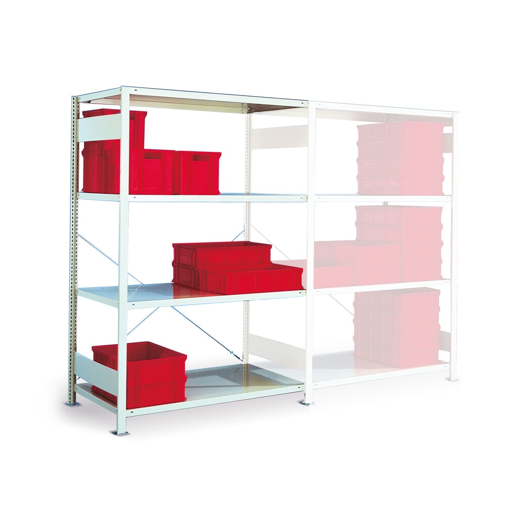 Produktabbildung: Fachbodenregal META, einzeilig, Anbaufeld, lichtgrau, HxBxT 2.000 x 1.300 x 300 mm