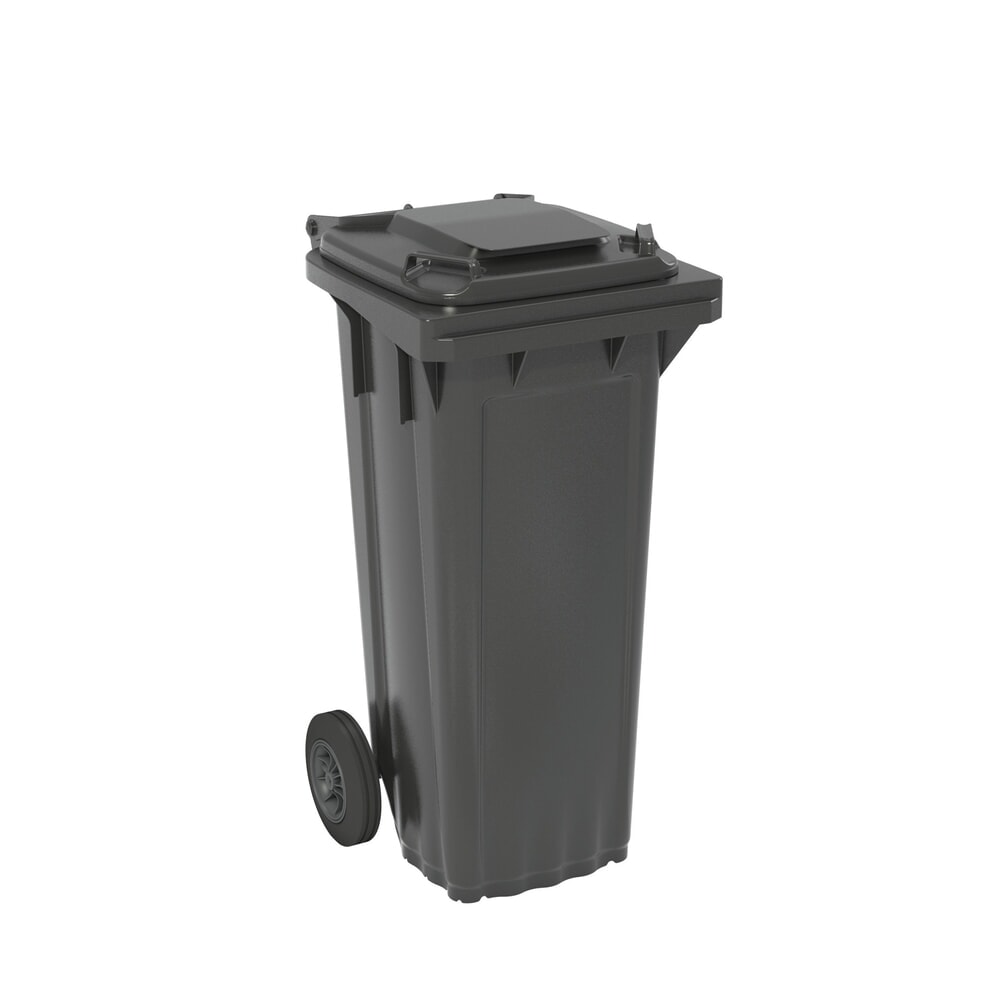 Produktabbildung: Fahrbare Mülltonne aus HDPE, 2 Rollen, 80 Liter, schwarzgrau, Deckel schwarzgrau
