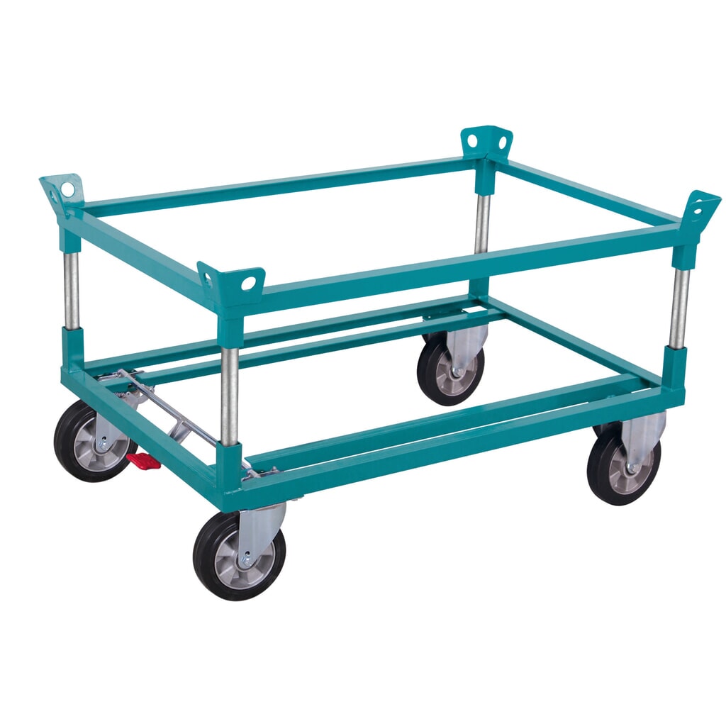 Fahrgestell Ameise®, mit Fangecken, Ladehöhe 650 mm, Elastik-Vollgummi-Bereifung, mit Zentralbremse Produktabbildung: Fahrgestell Ameise®, mit Fangecken, Ladehöhe 650 mm, Elastik-Vollgummi-Bereifung, mit Zentralbremse