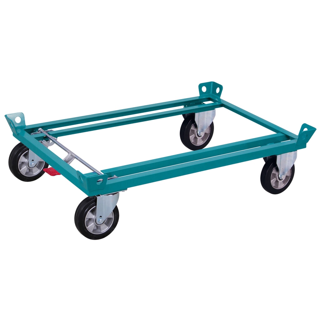Produktabbildung: Fahrgestell Ameise®, mit Fangecken, Ladehöhe 280 mm, Elastik-Vollgummi-Bereifung, mit Zentralbremse