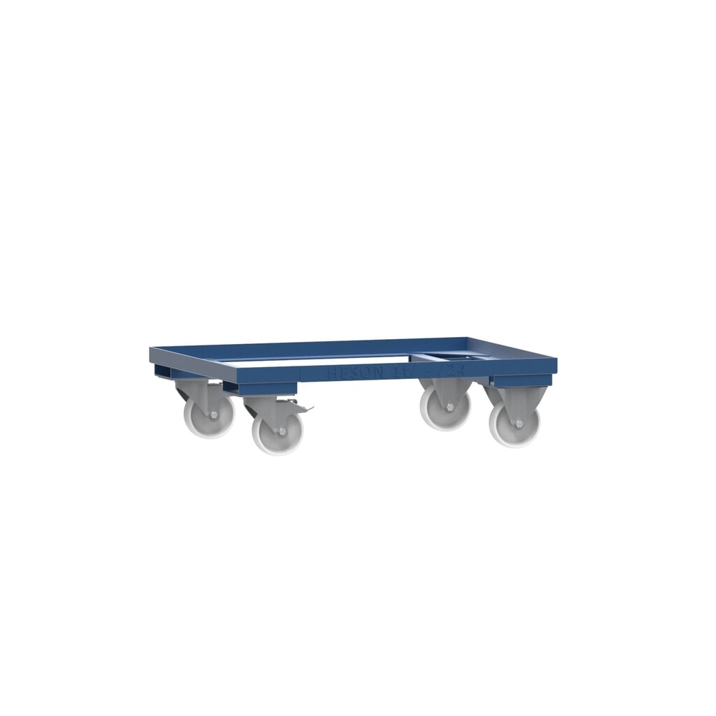 Fahrgestell für HESON® Gitterbox, lackiert, für Behälter 800 x 600 mm, enzianblau Produktabbildung: Fahrgestell für HESON® Gitterbox, lackiert, für Behälter 800 x 600 mm, enzianblau