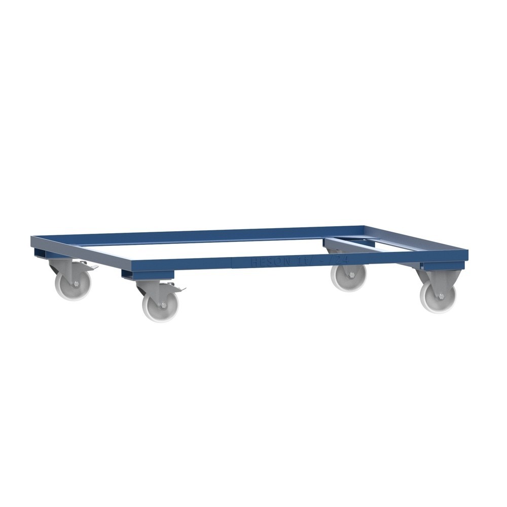 Produktabbildung: Fahrgestell für HESON® Gitterbox, lackiert, für Behälter 1.200 x 1.000 mm, enzianblau