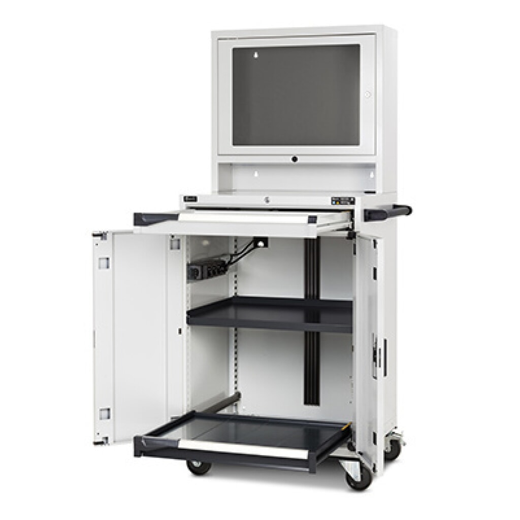 Fami Computerschrank Master CS, Tür aus Polycarbonat, 1 Schublade, HxBxT 1.731 x 792 x 617 mm, lichtgrau Produktabbildung: Fami Computerschrank Master CS, Tür aus Polycarbonat, 1 Schublade, HxBxT 1.731 x 792 x 617 mm, lichtgrau