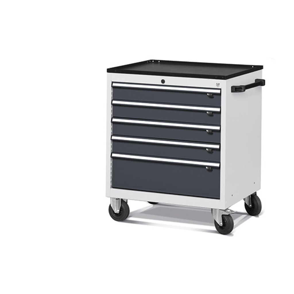 Fami FLEXA mobiler Schubladenschrank, 5 Schubladen, HxBxT 921 x 778 x 600 mm, lichtgrau, anthrazit Produktabbildung: Fami FLEXA mobiler Schubladenschrank, 5 Schubladen, HxBxT 921 x 778 x 600 mm, lichtgrau, anthrazit