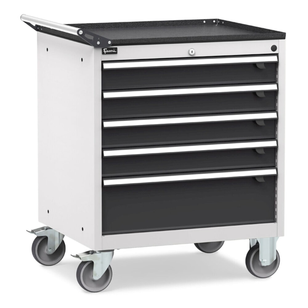 Produktabbildung Nr. 2: Fami FLEXA mobiler Schubladenschrank, 5 Schubladen, HxBxT 853 x 794 x 600 mm, lichtgrau, anthrazit