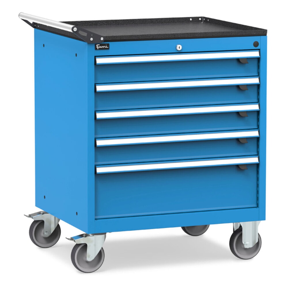 Produktabbildung Nr. 2: Fami FLEXA mobiler Schubladenschrank, 5 Schubladen, HxBxT 853 x 794 x 600 mm, lichtblau