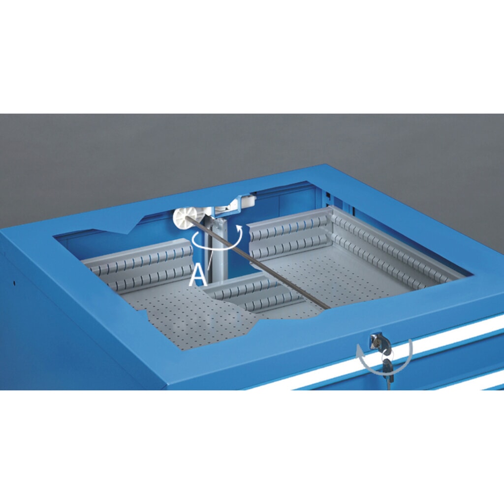 Produktabbildung Nr. 3: Fami Schubladenschrank Flexa Key Comfort, Schubladen 2x75/1x100/3x150/1x200 mm, HxBxT 1.000 x 717 x 600 mm, RAL 7035 lichtgrau