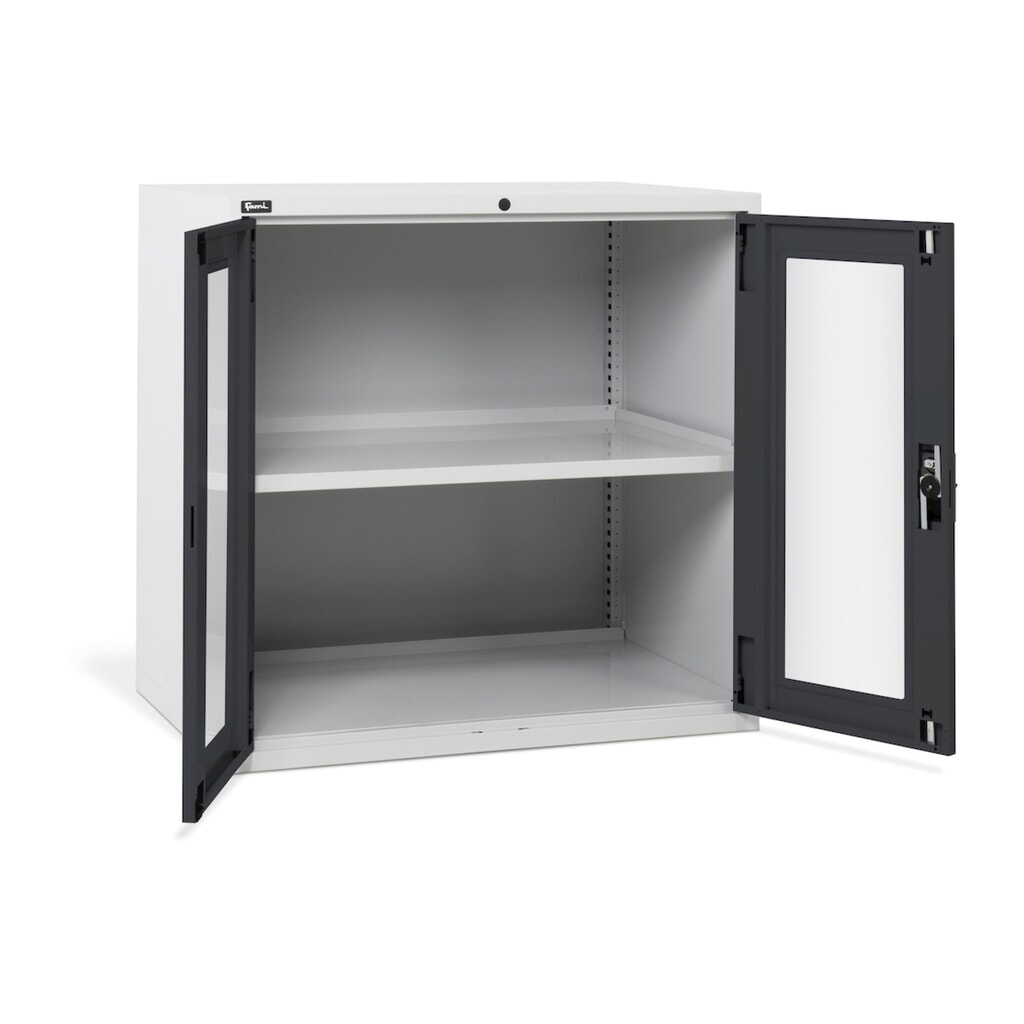 Fami MASTER Schrank mit Flügeltüren aus Polycarbonat, HxBxT 1.000 x 1.020 x 726 mm, lichtgrau, anthrazit Produktabbildung: Fami MASTER Schrank mit Flügeltüren aus Polycarbonat, HxBxT 1.000 x 1.020 x 726 mm, lichtgrau, anthrazit
