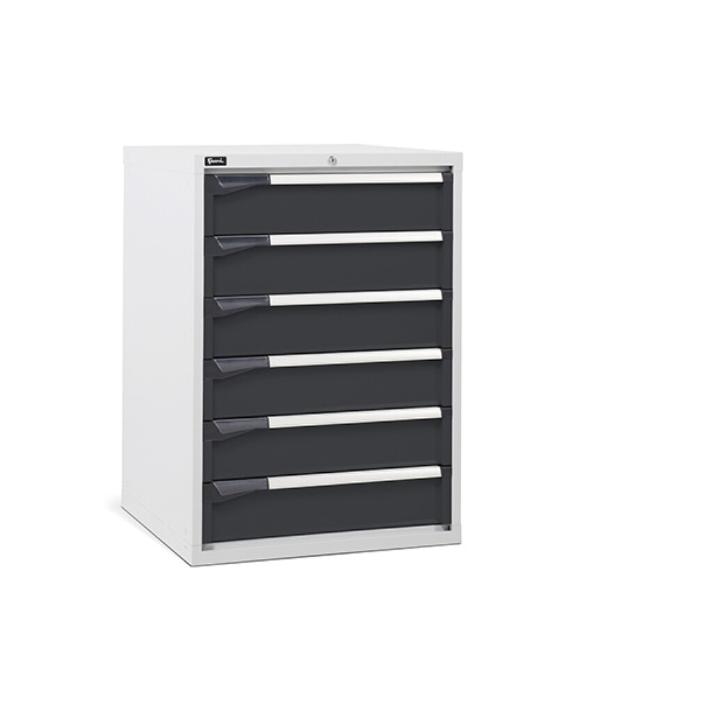 Fami MASTER Schubladenschrank, 6 Schubladen, HxBxT 1.000 x 714 x 726 mm, lichtgrau, anthrazit Produktabbildung: Fami MASTER Schubladenschrank, 6 Schubladen, HxBxT 1.000 x 714 x 726 mm, lichtgrau, anthrazit