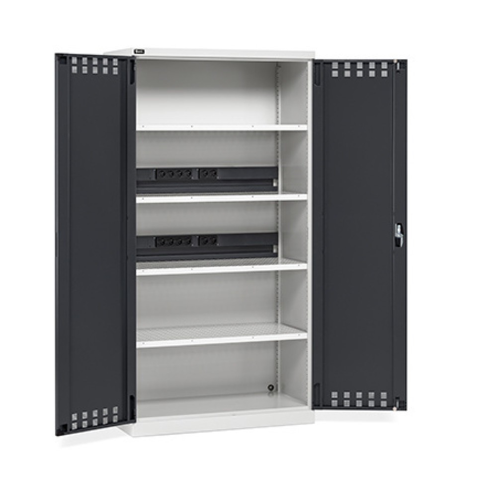 Produktabbildung: Fami PERFOM Akku-Ladeschrank, 4 Lochböden, HxBxT 2.000 x 1.023 x 555 mm, lichtgrau, anthrazit