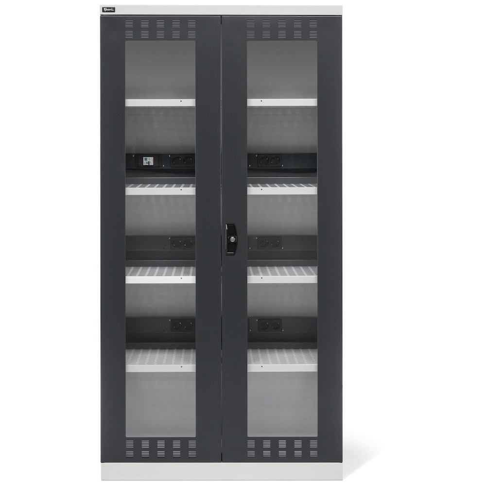 Produktabbildung Nr. 2: Fami PERFOM Akku-Ladeschrank mit Sichtfenstern, Tragkraft 1.200 kg, 4 Lochböden, HxBxT 2.000 x 1.023 x 726 mm, lichtgrau, anthrazit