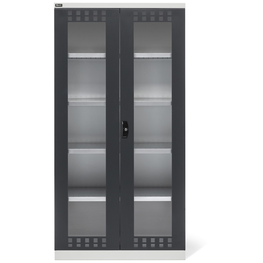 Produktabbildung Nr. 2: Fami PERFOM Flügeltürschrank mit 4 Fachböden und Sichtfenstern, HxBxT 2.000 x 1.023 x 726 mm, lichtgrau, anthrazit