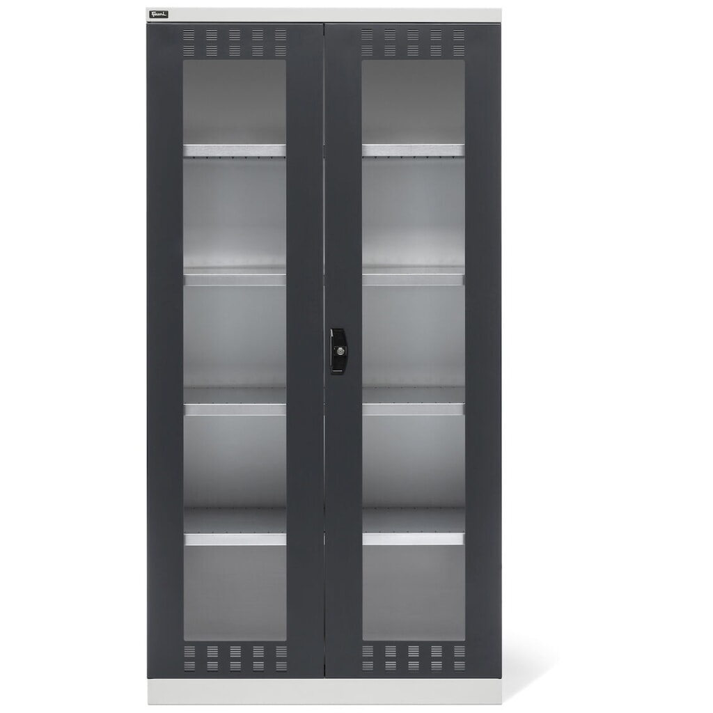 Fami PERFOM Flügeltürschrank mit 4 Fachböden und Sichtfenstern, HxBxT 2.000 x 1.023 x 555 mm, lichtgrau, anthrazit Produktabbildung Nr. 3: Fami PERFOM Flügeltürschrank mit 4 Fachböden und Sichtfenstern, HxBxT 2.000 x 1.023 x 555 mm, lichtgrau, anthrazit