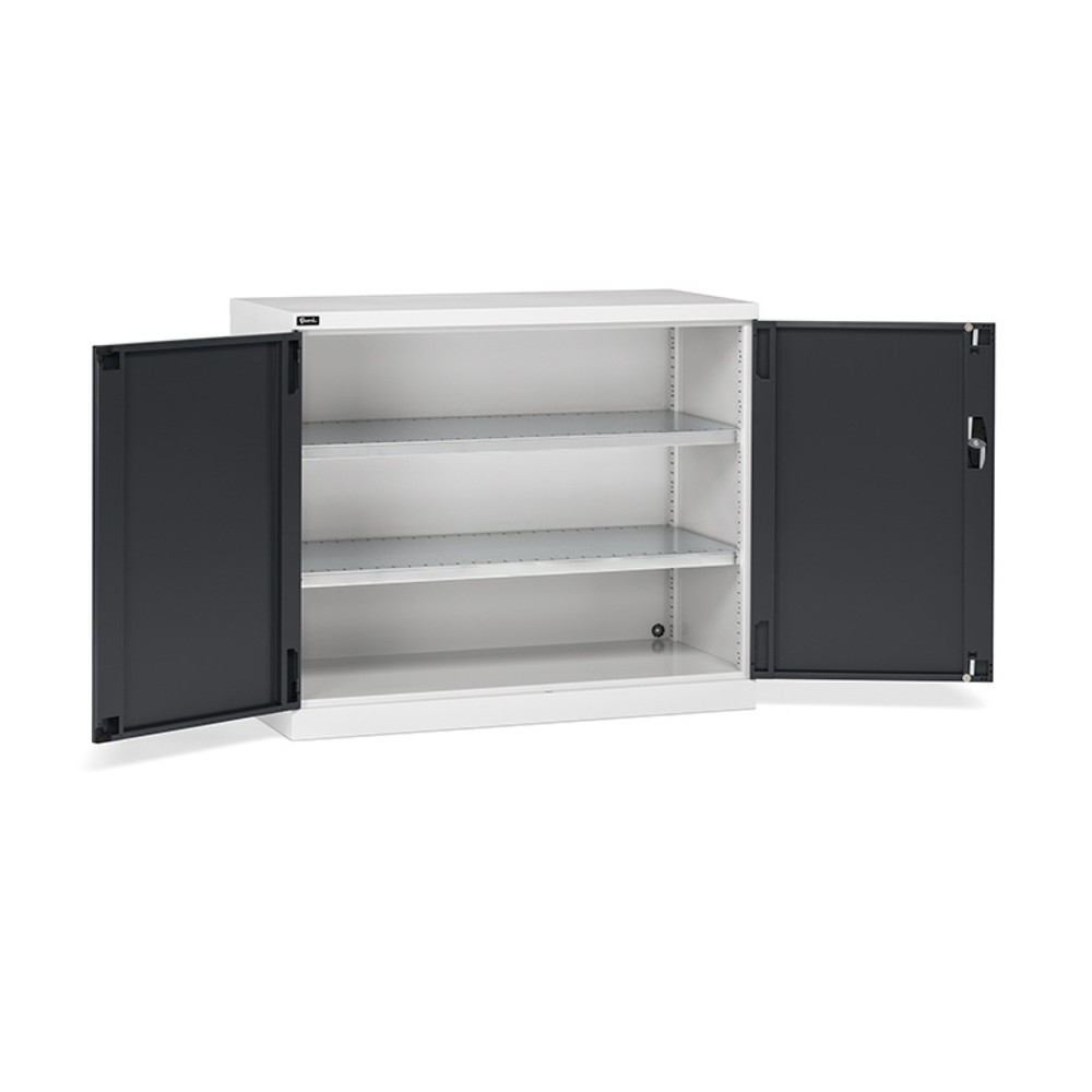 Produktabbildung: Fami PERFOM Flügeltürschrank, 2 Fachböden, HxBxT 1.000 x 1.193 x 555 mm, lichtgrau, anthrazit