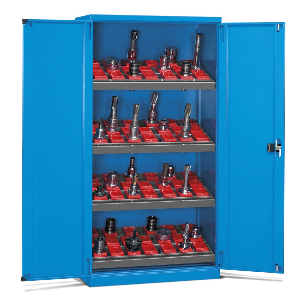 Produktabbildung Nr. 1: Fami PERFOM Lagersystem für CNC-Werkzeuge, 4 Fachböden, HxBxT 2.000 x 1.023 x 555 mm, 60 Werkzeugeinsätze HSK A63-B80, lichtblau