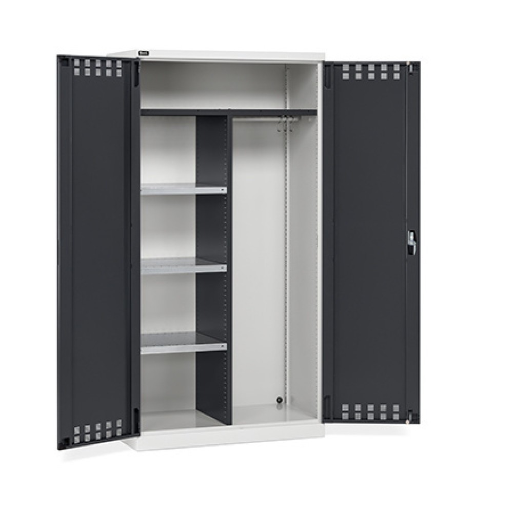 Produktabbildung: Fami PERFOM Mehrzweckschrank, Kleiderstange, 3 Fachböden, HxBxT 2.000 x 1.023 x 726 mm, lichtgrau, anthrazit