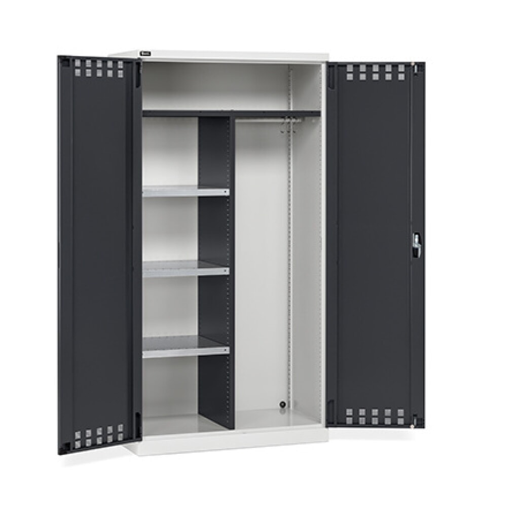 Fami PERFOM Mehrzweckschrank, Kleiderstange, 3 Fachböden, HxBxT 2.000 x 1.023 x 555 mm, lichtgrau, anthrazit Produktabbildung: Fami PERFOM Mehrzweckschrank, Kleiderstange, 3 Fachböden, HxBxT 2.000 x 1.023 x 555 mm, lichtgrau, anthrazit