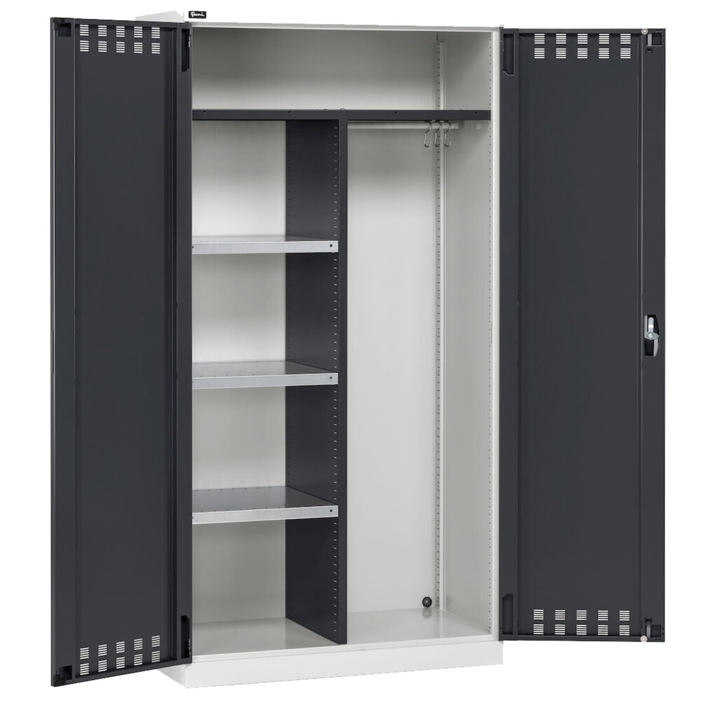 Produktabbildung Nr. 4: Fami PERFOM Mehrzweckschrank, Kleiderstange, 3 Fachböden, HxBxT 2.000 x 1.023 x 555 mm, lichtgrau, anthrazit