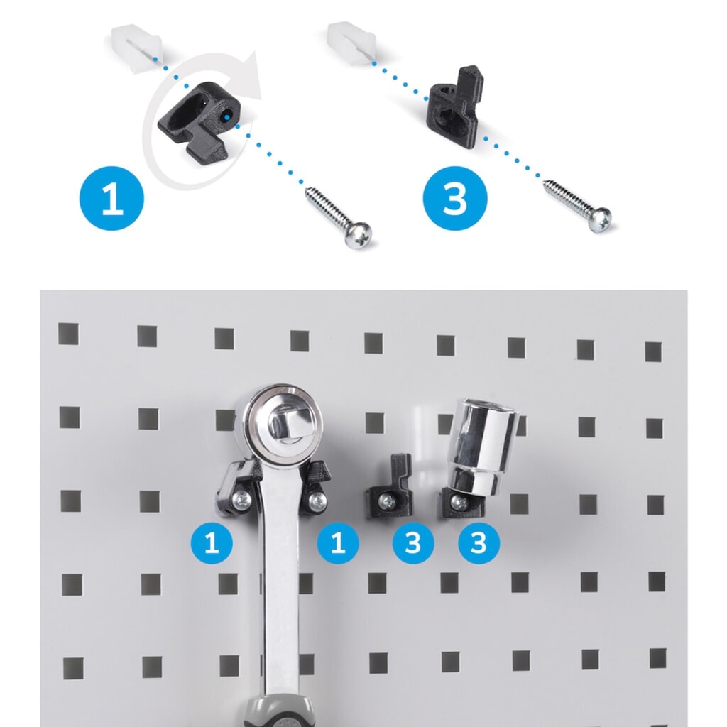 Fami PERFOM Werkstattschrank, 4 Lochböden, 3 Schubladen, Lochplatten für Tür, Sichtlagerkästen, HxBxT 2.000 x 1.023 x 555 mm, lichtgrau, anthrazit Produktabbildung Nr. 9: Fami PERFOM Werkstattschrank, 4 Lochböden, 3 Schubladen, Lochplatten für Tür, Sichtlagerkästen, HxBxT 2.000 x 1.023 x 555 mm, lichtgrau, anthrazit