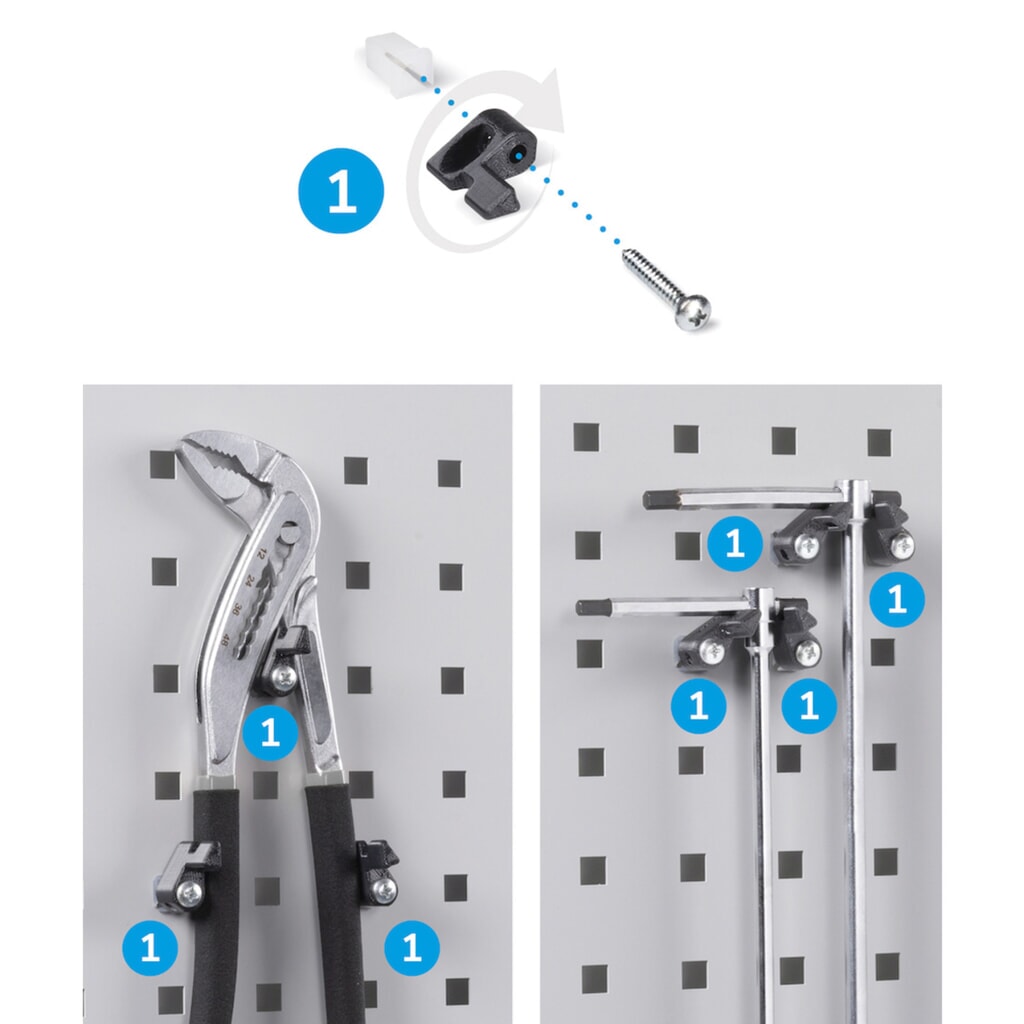 Produktabbildung Nr. 11: Fami PERFOM Werkstattschrank, 4 Lochböden, 3 Schubladen, Lochplatten für Tür, Sichtlagerkästen, HxBxT 2.000 x 1.023 x 555 mm, lichtgrau, anthrazit