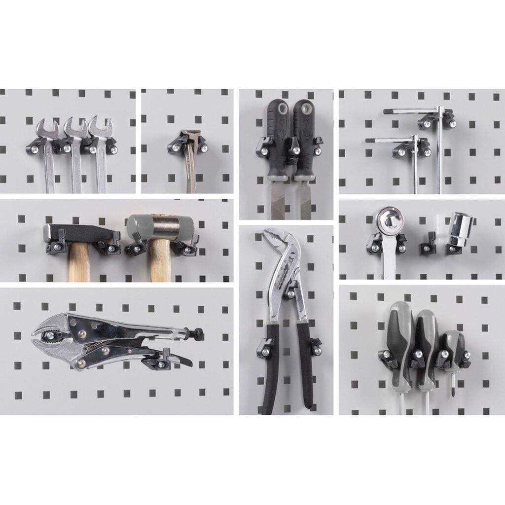 Produktabbildung Nr. 12: Fami PERFOM Werkstattschrank, 4 Lochböden, 3 Schubladen, Lochplatten für Tür, Sichtlagerkästen, HxBxT 2.000 x 1.023 x 555 mm, lichtgrau, anthrazit