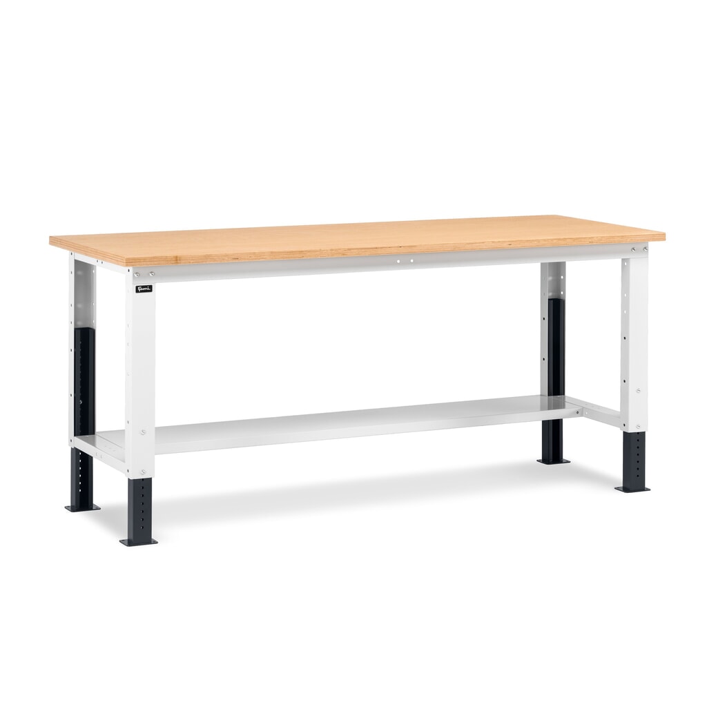 Fami Werkbank, höhenverstellbar, TK 1.000 kg, HxBxT 740-1.110 x 2.000 x 750 mm, RAL 7035 lichtgrau / RAL 7016 anthrazitgrau Produktabbildung Nr. 1: Fami Werkbank, höhenverstellbar, TK 1.000 kg, HxBxT 740-1.110 x 2.000 x 750 mm, RAL 7035 lichtgrau / RAL 7016 anthrazitgrau