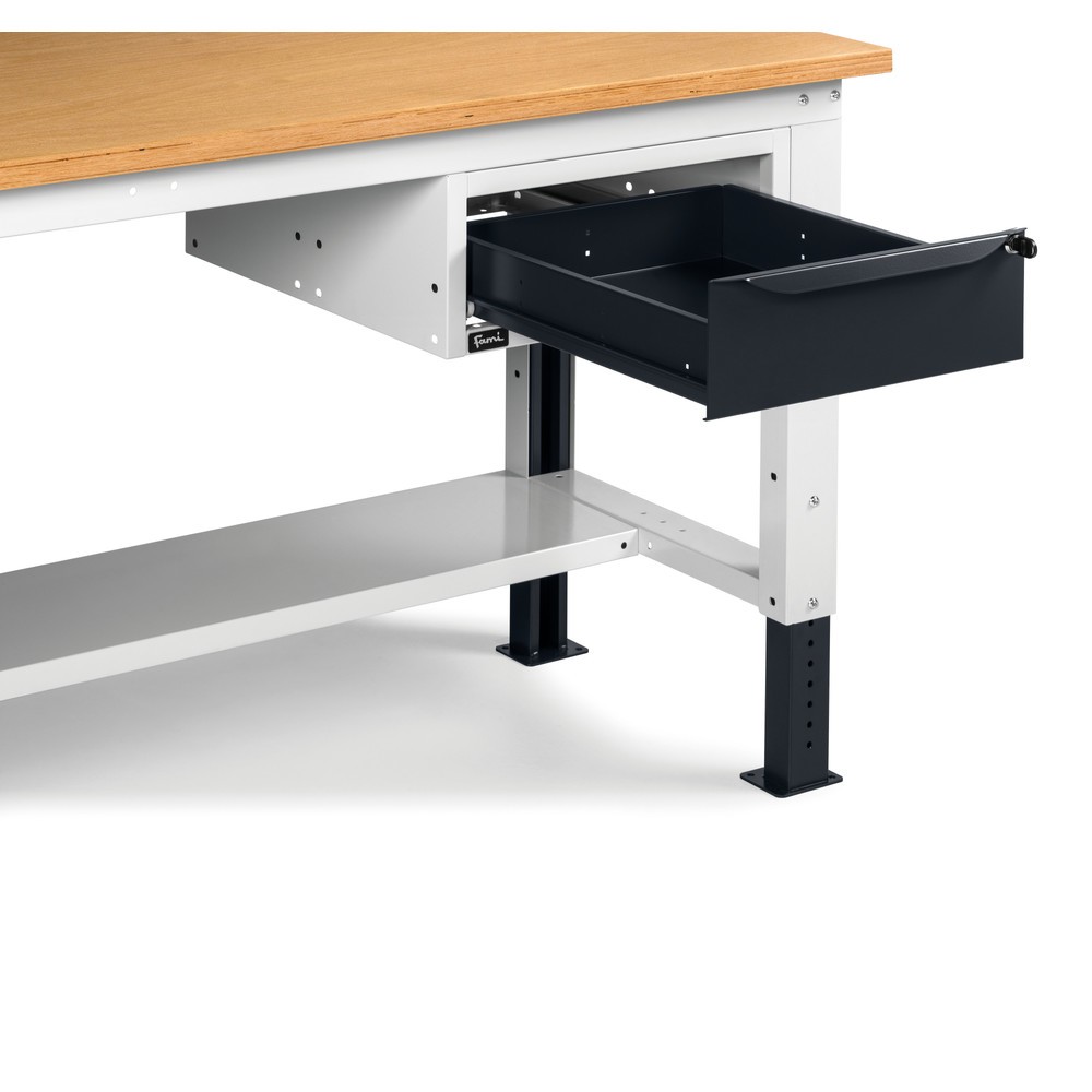 Produktabbildung Nr. 3: Fami Werkbank, höhenverstellbar u. 1 Schublade, TK 1.000 kg, HxBxT 740-1.110 x 1.500 x 750 mm, RAL 7035 lichtgrau / RAL 7016 anthrazitgrau