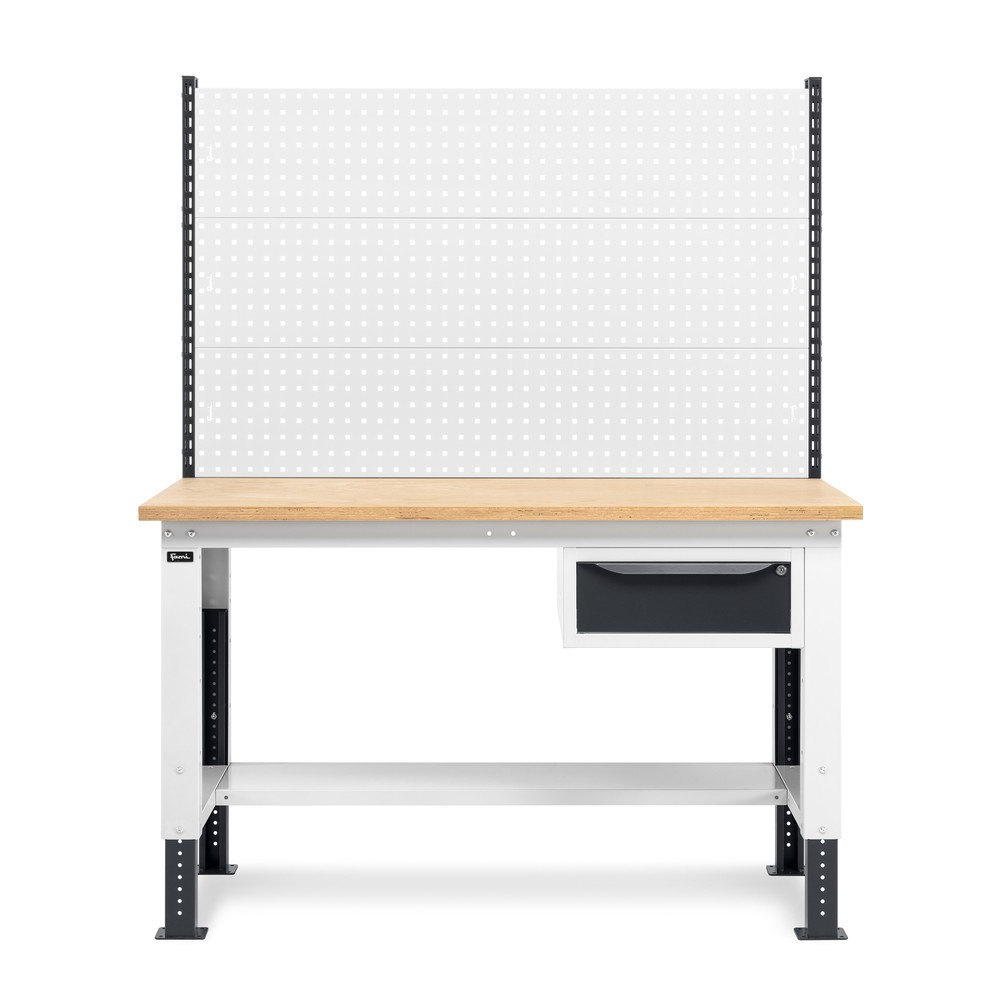 Produktabbildung Nr. 4: Fami Werkbank, höhenverstellbar, mit Multifunktionswand u. 1 Schublade, TK 1.000 kg, HxBxT 740-1.110 x 1.500 x 750 mm, RAL 7035 lichtgrau / RAL 7016 anthrazitgrau