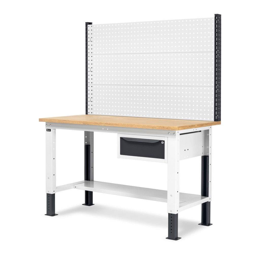 Produktabbildung Nr. 5: Fami Werkbank, höhenverstellbar, mit Multifunktionswand u. 1 Schublade, TK 1.000 kg, HxBxT 740-1.110 x 1.500 x 750 mm, RAL 7035 lichtgrau / RAL 7016 anthrazitgrau