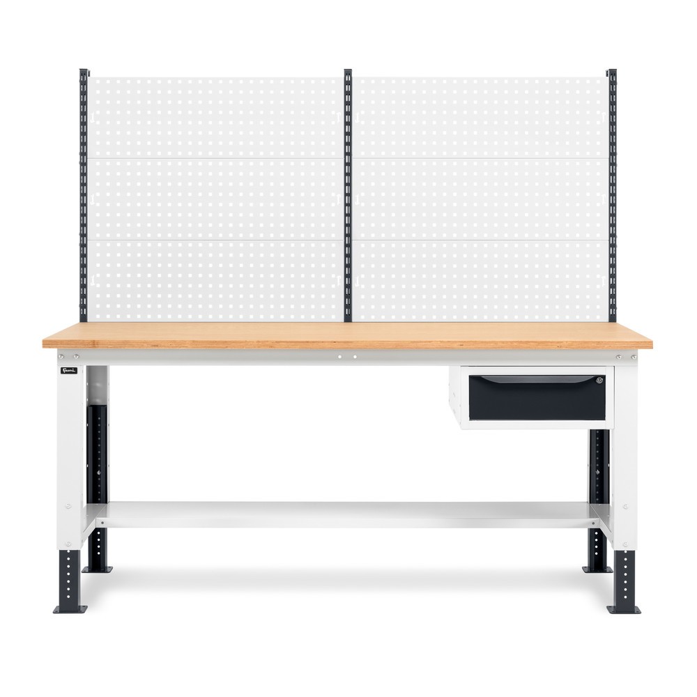 Produktabbildung Nr. 4: Fami Werkbank, höhenverstellbar, mit Multifunktionswand u. 1 Schublade, TK 1.000 kg, HxBxT 740-1.110 x 2.000 x 750 mm, RAL 7035 lichtgrau / RAL 7016 anthrazitgrau
