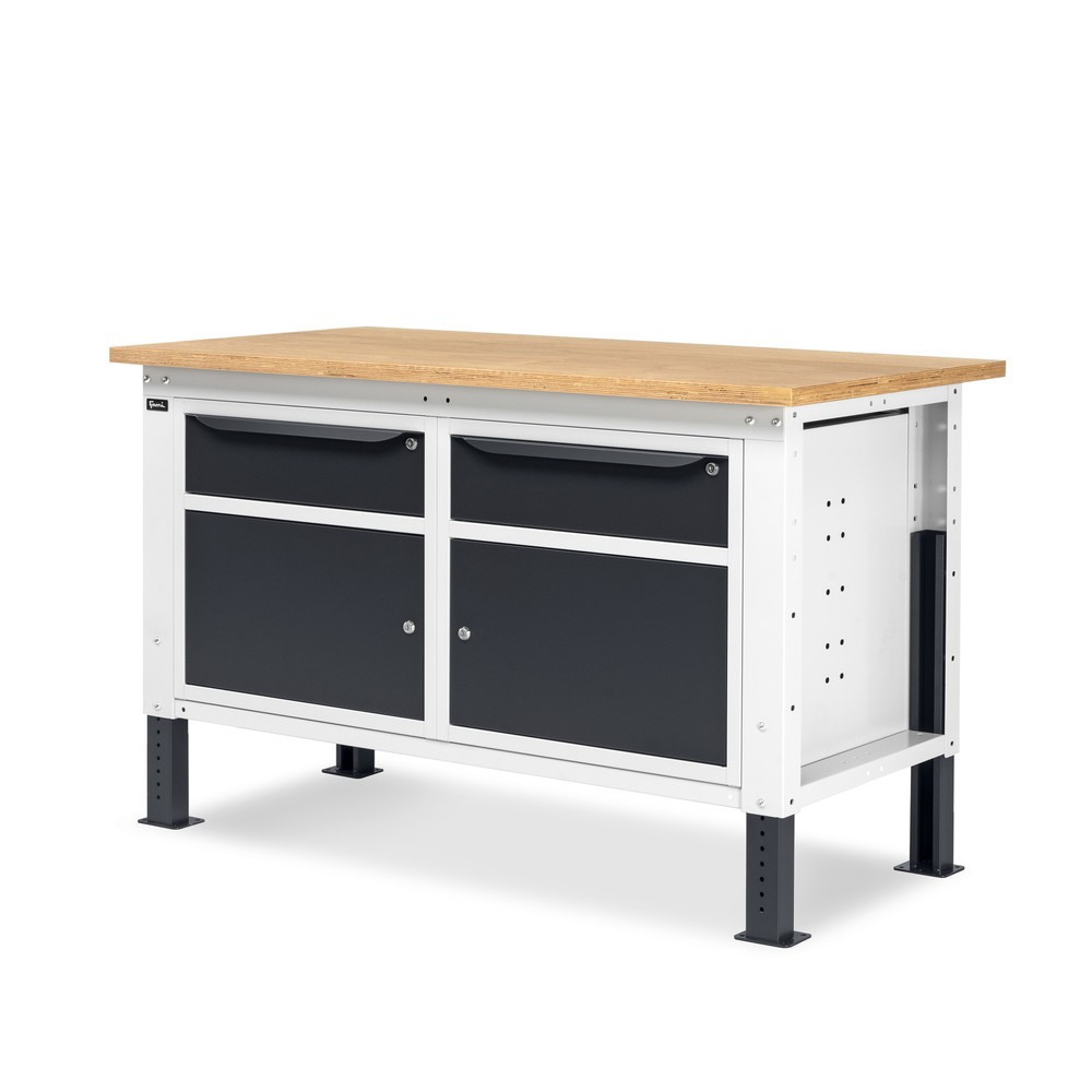 Produktabbildung Nr. 3: Fami Werkbank, höhenverstellbar, 2 Schubladen u. 2 Schränke, TK 1.000 kg, HxBxT 740-1.110 x 1.500 x 750 mm, RAL 7035 lichtgrau / RAL 7016 anthrazitgrau