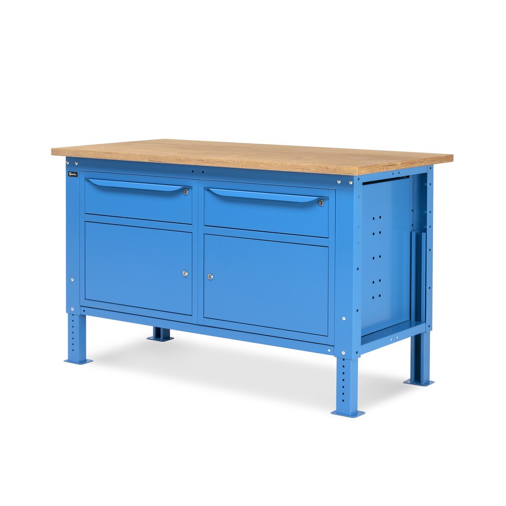 Produktabbildung Nr. 3: Fami Werkbank, höhenverstellbar, 2 Schubladen u. 2 Schränke, TK 1.000 kg, HxBxT 740-1.110 x 1.500 x 750 mm, RAL 5012 lichtblau