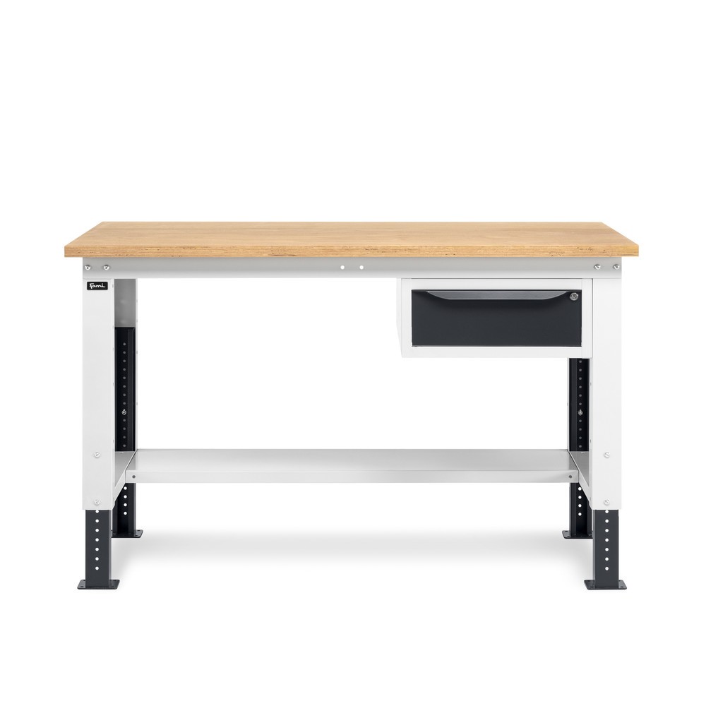Produktabbildung Nr. 5: Fami Werkbank, höhenverstellbar u. 1 Schublade, TK 1.000 kg, HxBxT 740-1.110 x 1.500 x 750 mm, RAL 7035 lichtgrau / RAL 7016 anthrazitgrau
