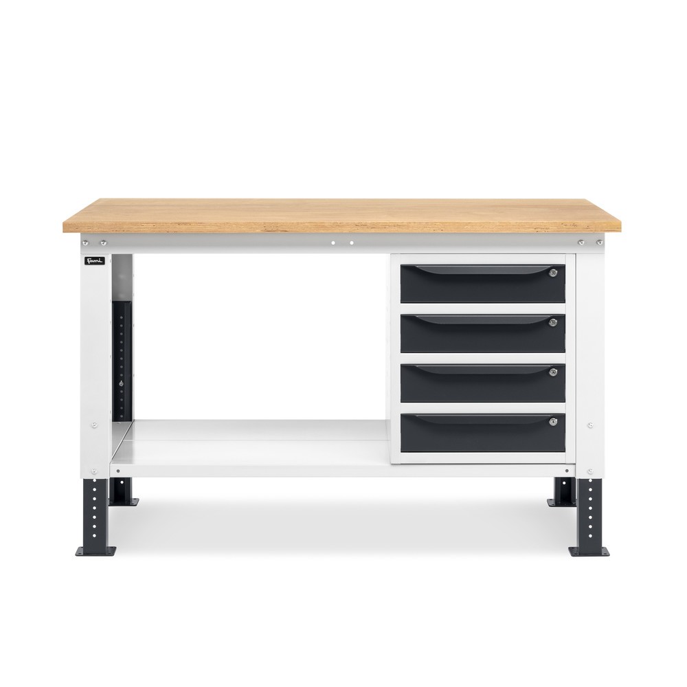 Produktabbildung Nr. 3: Fami Werkbank, höhenverstellbar u. 4 Schubladen, TK 1.000 kg, HxBxT 740-1.110 x 1.500 x 750 mm, RAL 7035 lichtgrau / RAL 7016 anthrazitgrau