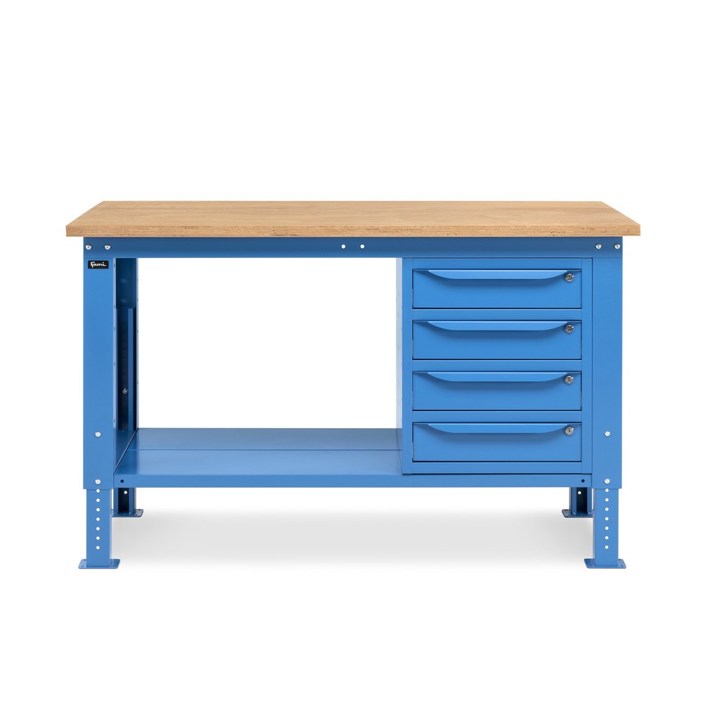 Produktabbildung Nr. 2: Fami Werkbank, höhenverstellbar u. 4 Schubladen, TK 1.000 kg, HxBxT 740-1.110 x 1.500 x 750 mm, RAL 5012 lichtblau