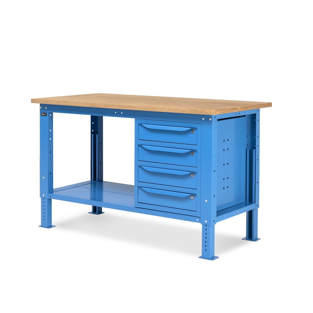 Produktabbildung Nr. 3: Fami Werkbank, höhenverstellbar u. 4 Schubladen, TK 1.000 kg, HxBxT 740-1.110 x 1.500 x 750 mm, RAL 5012 lichtblau