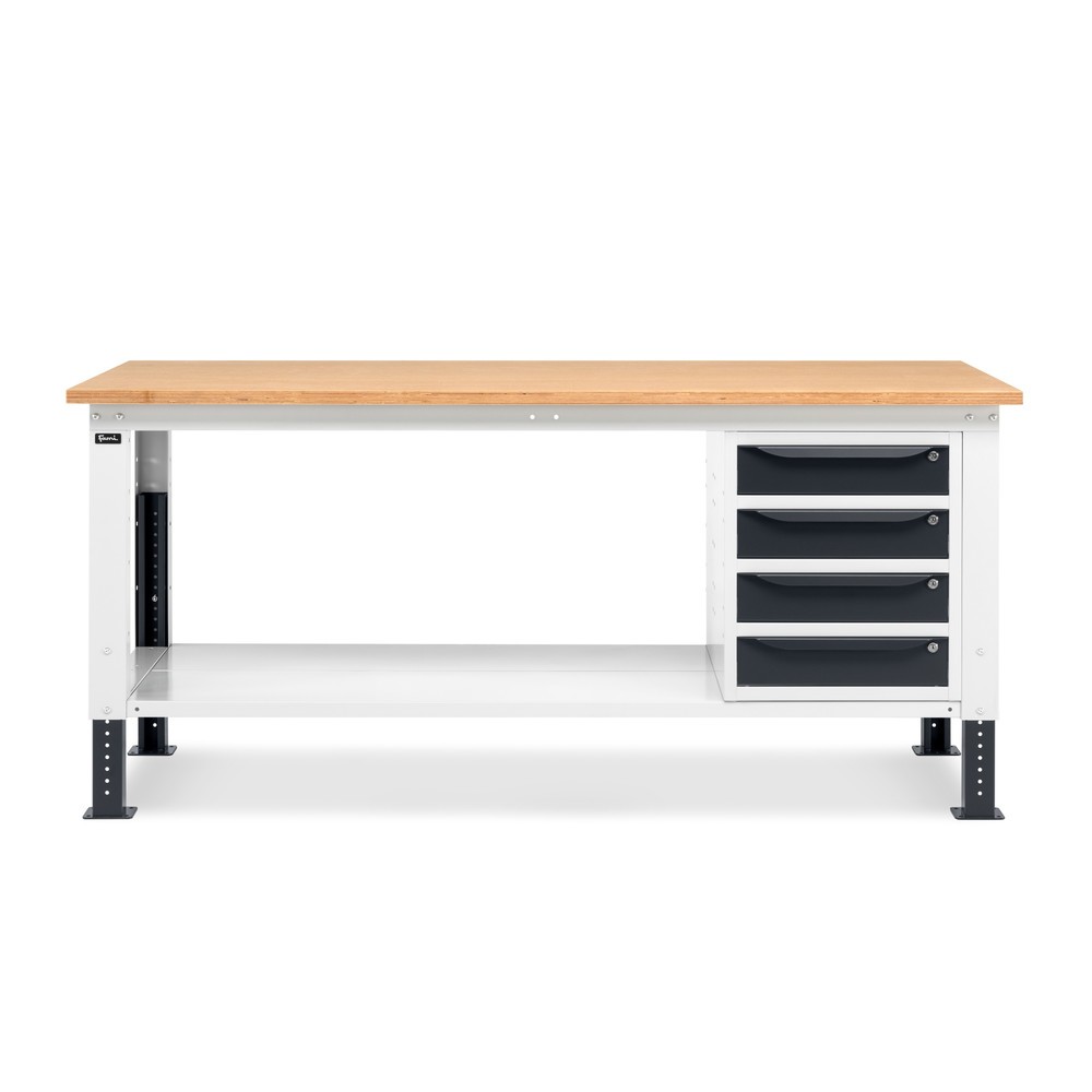Produktabbildung Nr. 3: Fami Werkbank, höhenverstellbar u. 4 Schubladen, TK 1.000 kg, HxBxT 740-1.110 x 2.000 x 750 mm, RAL 7035 lichtgrau / RAL 7016 anthrazitgrau