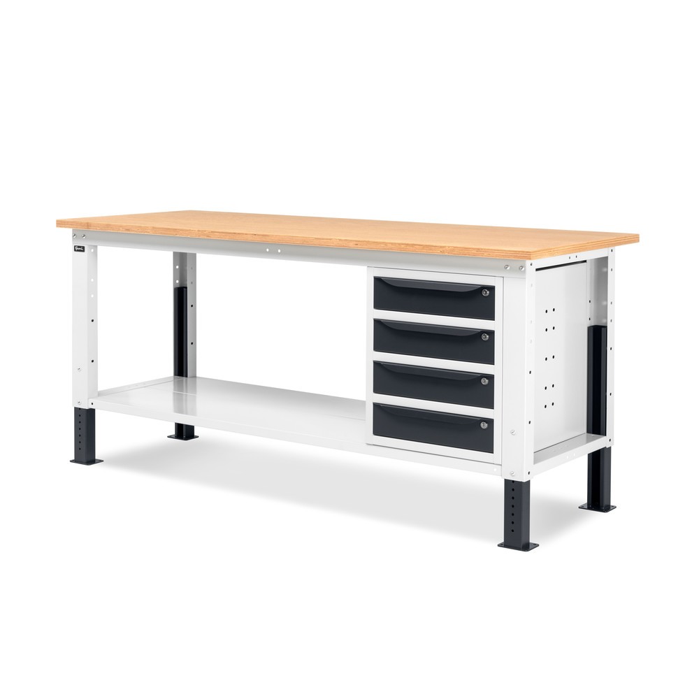Produktabbildung Nr. 4: Fami Werkbank, höhenverstellbar u. 4 Schubladen, TK 1.000 kg, HxBxT 740-1.110 x 2.000 x 750 mm, RAL 7035 lichtgrau / RAL 7016 anthrazitgrau