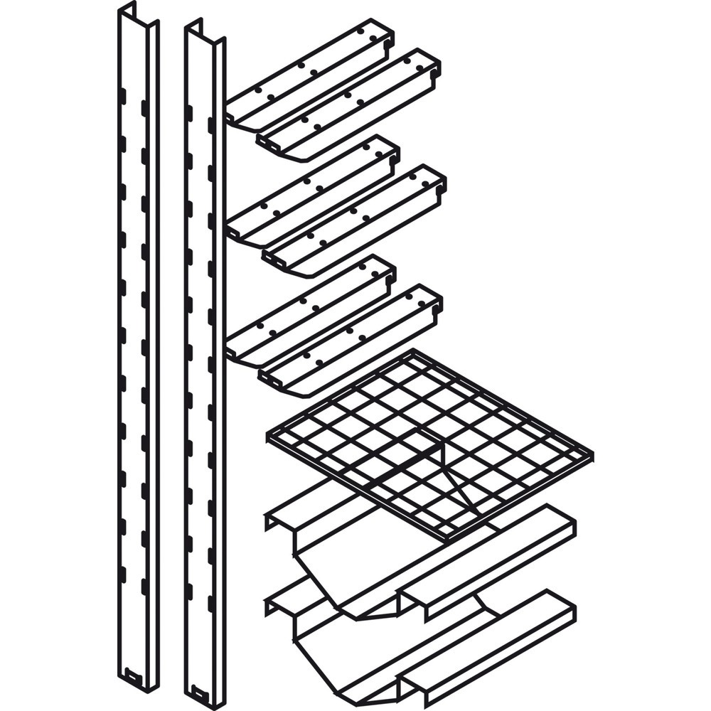 Produktabbildung Nr. 2: Fass-/ Gitterrostregal, für Kleingebinde und 2 x 50/60 L Fass für SAFE Tank Gefahrstoffcontainer