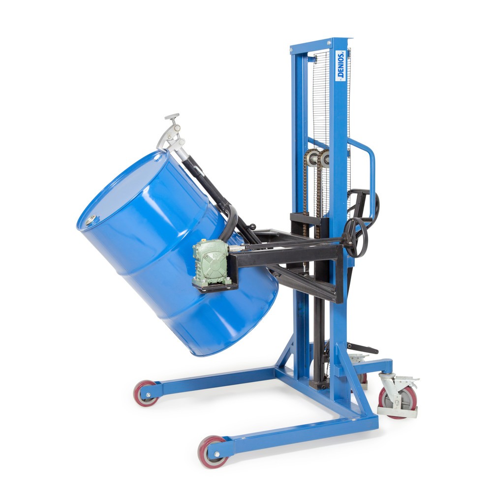 Produktabbildung: Fassdreher 180°, TK 350 kg, Deichselhub, Hubhöhe 0-1.300 mm