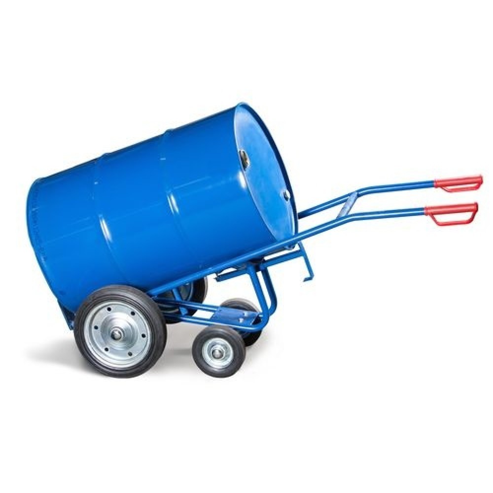 Produktabbildung: Fasskarre FKR-S2, für 1x 200-/220-Liter-Fass, 2 Stützräder, Vollgummi-Bereifung