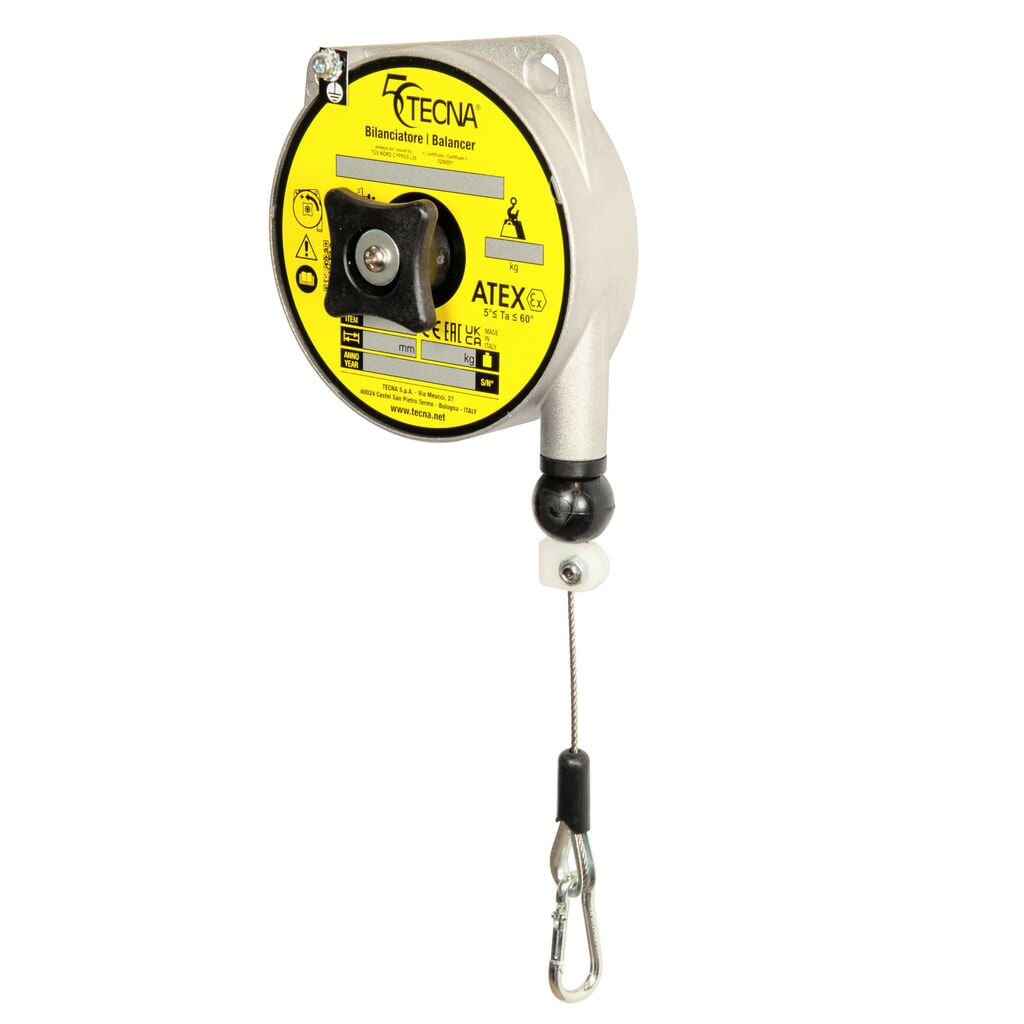 Federzug für EX-Schutzzonen, ohne Arretierung, Aluminiumgehäuse, Seilauszug 1,6 m, TK 0,4-1 kg Produktabbildung: Federzug für EX-Schutzzonen, ohne Arretierung, Aluminiumgehäuse, Seilauszug 1,6 m, TK 0,4-1 kg