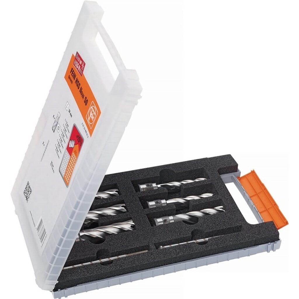FEIN Kernbohrersatz Best Of, 8-teilig Durchmesser 12-22 mm, HSS Produktabbildung: FEIN Kernbohrersatz Best Of, 8-teilig Durchmesser 12-22 mm, HSS