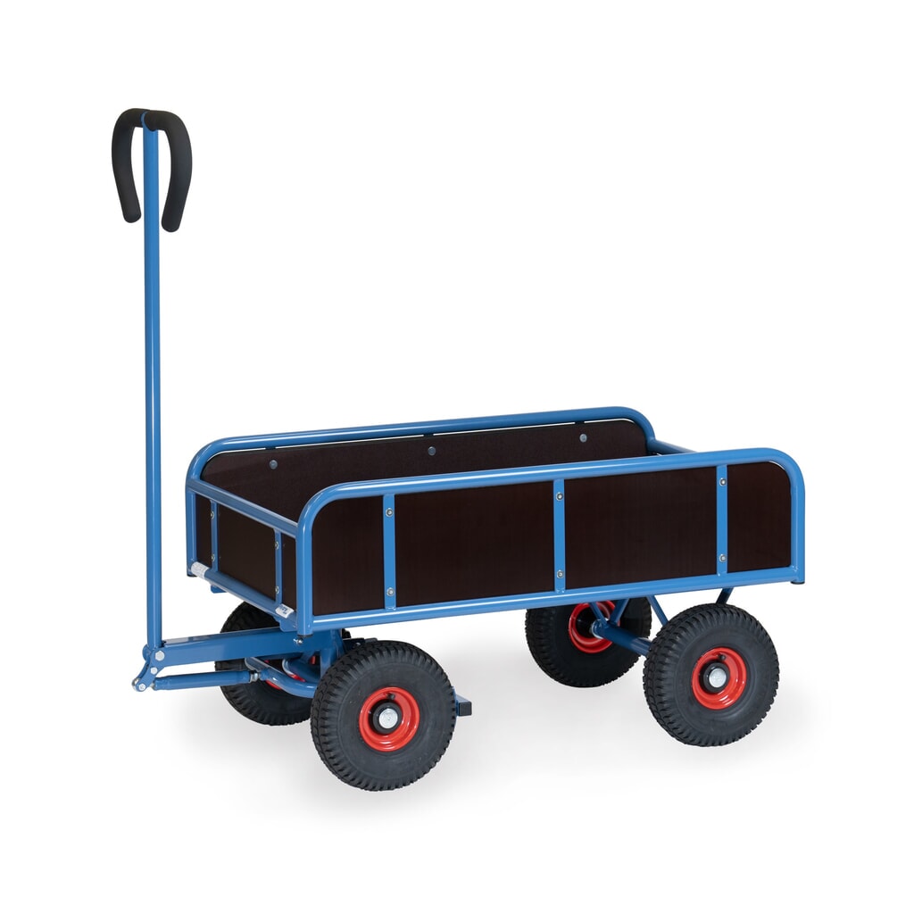 fetra® 2-achsiger Handwagen mit 4 feststehenden Wänden, Luftbereifung, Ladefläche BxT 545 x 945 mm Produktabbildung: fetra® 2-achsiger Handwagen mit 4 feststehenden Wänden, Luftbereifung, Ladefläche BxT 545 x 945 mm
