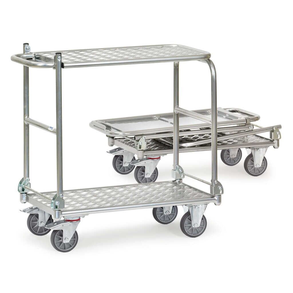 fetra® Alu-Klapp-Tischwagen, Tragkraft 200 kg, HxBxL 900 x 470 x 900 mm Produktabbildung: fetra® Alu-Klapp-Tischwagen, Tragkraft 200 kg, HxBxL 900 x 470 x 900 mm