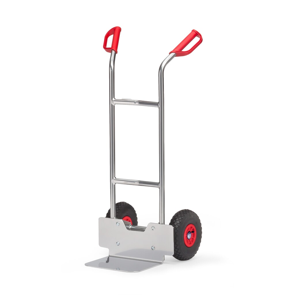 Produktabbildung: fetra® Alu-Stapelkarre, Tragkraft 150 kg, Schaufel BxT 320 x 250 mm, Luft-Bereifung