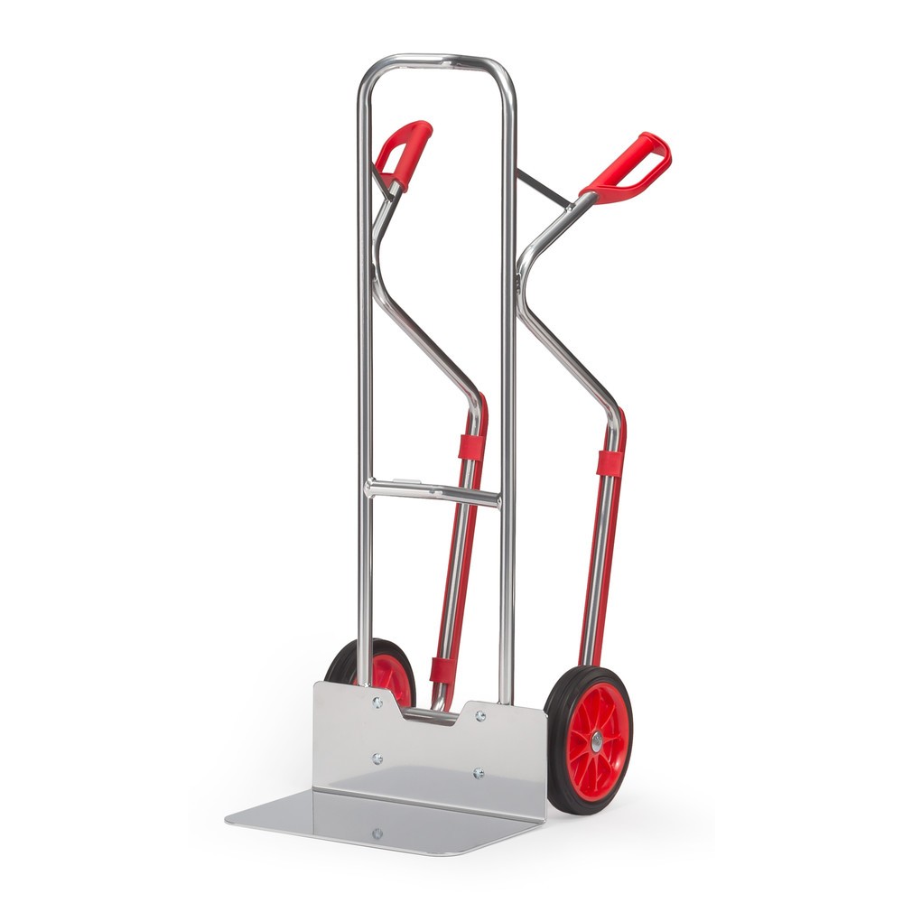 Produktabbildung: fetra® Alu-Stapelkarre, Tragkraft 200 kg, Schaufel BxT 480 x 300 mm, mit Gleitkufen, Vollgummi-Bereifung